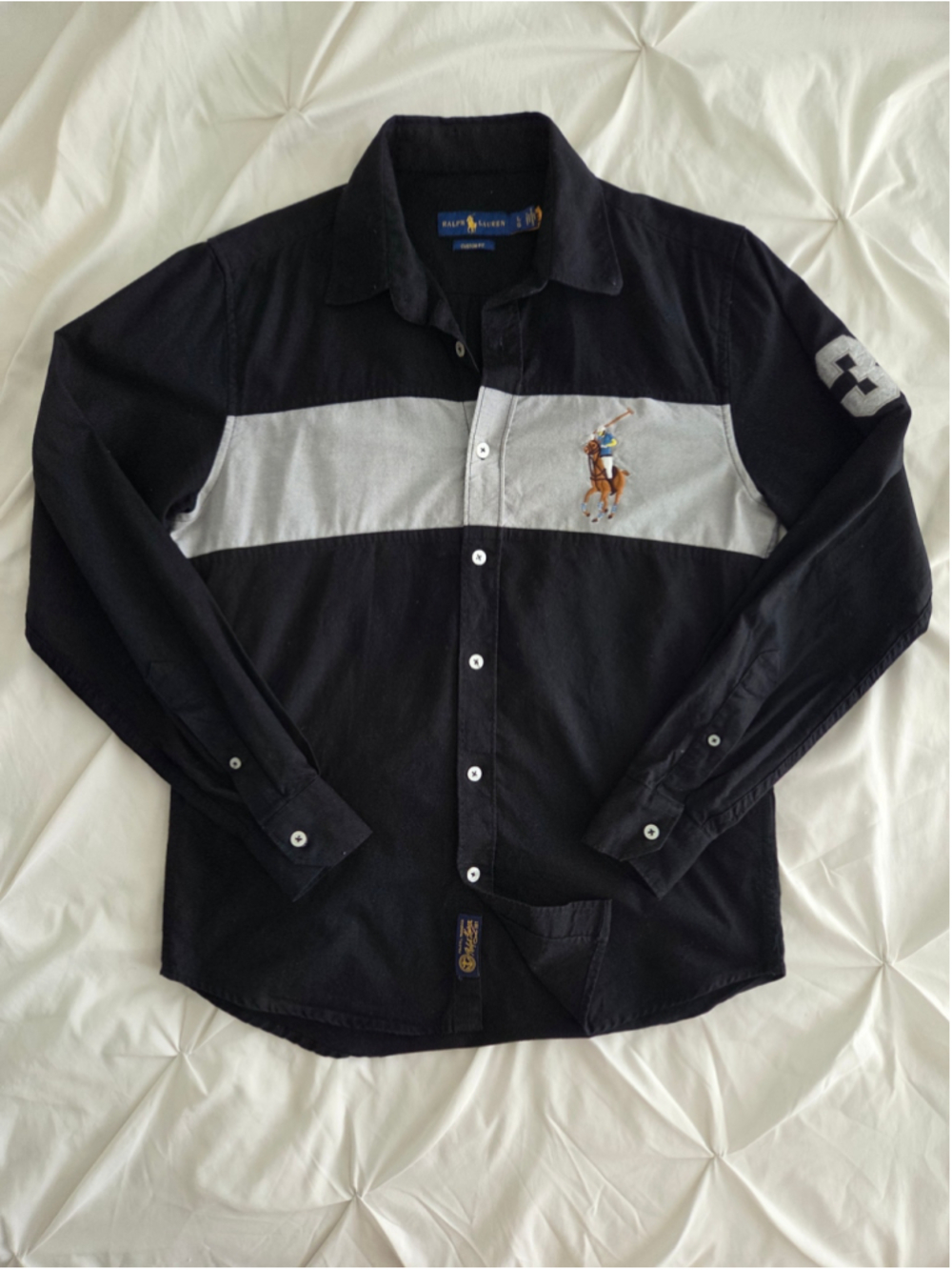 Polo Ralph Lauren Large Button Down Multicolored Big Pony Custom Fit Stripe